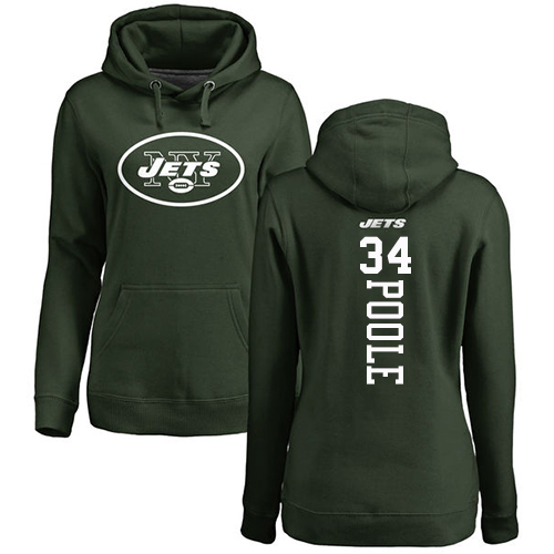 New York Jets Green Women Brian Poole Backer NFL Football 34 Pullover Hoodie Sweatshirts